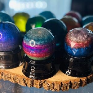 Colorful Crystal Ball and Pedestal